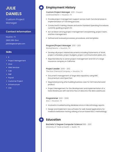 Custom Project Manager Resume