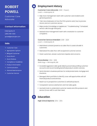 Customer Care Advocate Resume