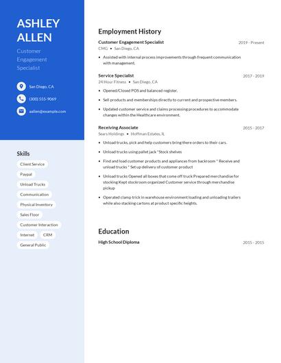 Customer Engagement Specialist Resume