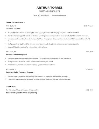 Customer Engineer Resume