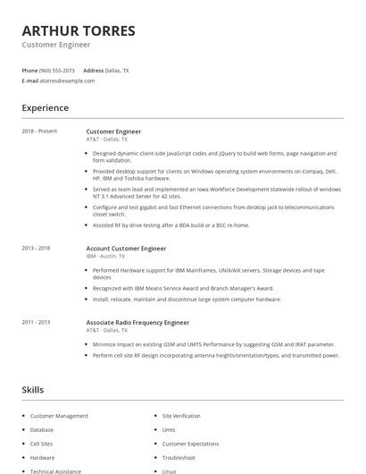 Customer Engineer Resume