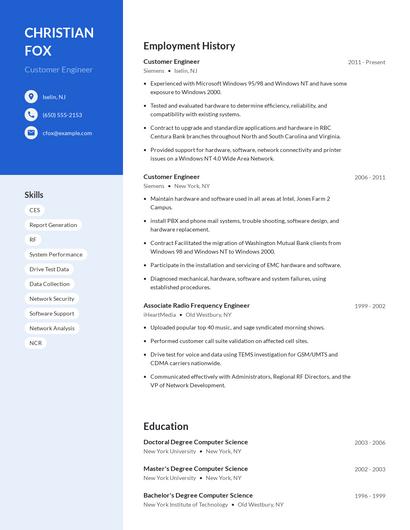 Customer Engineer Resume