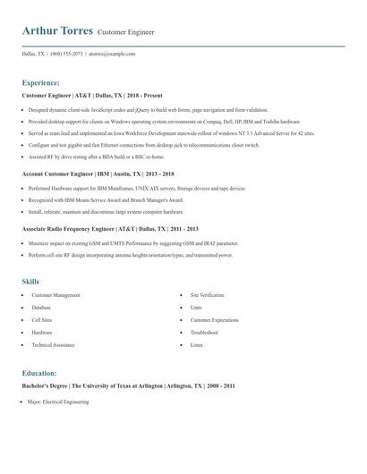 Customer Engineer Resume