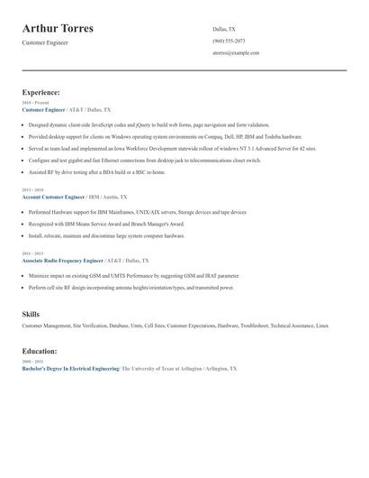 Customer Engineer Resume