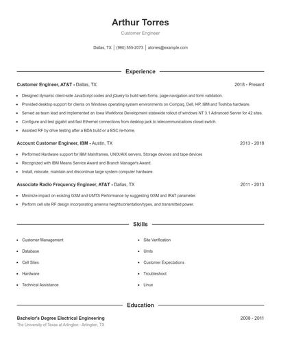 Customer Engineer Resume