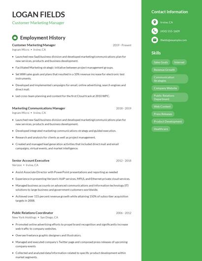 Customer Marketing Manager Resume