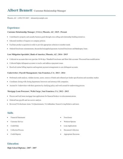 Customer Relationship Manager Resume
