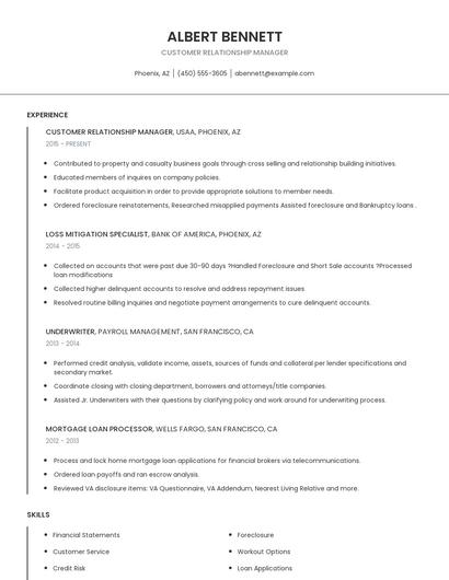 Customer Relationship Manager Resume