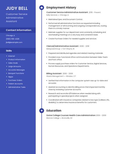 Customer Service Administrative Assistant Resume