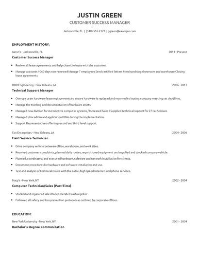 Customer Success Manager Resume