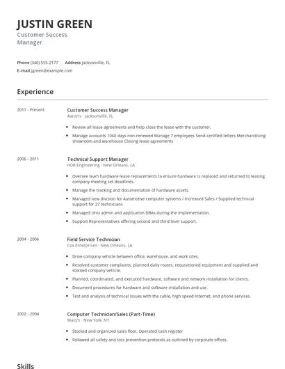 Customer Success Manager Resume