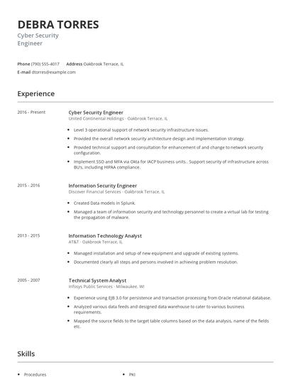 Cyber Security Engineer Resume