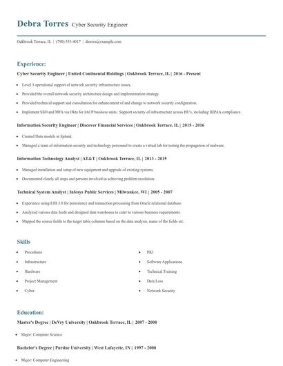 Cyber Security Engineer Resume