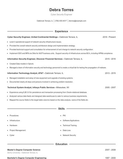Cyber Security Engineer Resume