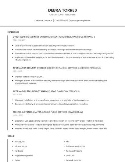 Cyber Security Engineer Resume