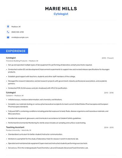 Cytologist Resume