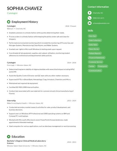 Cytologist Resume