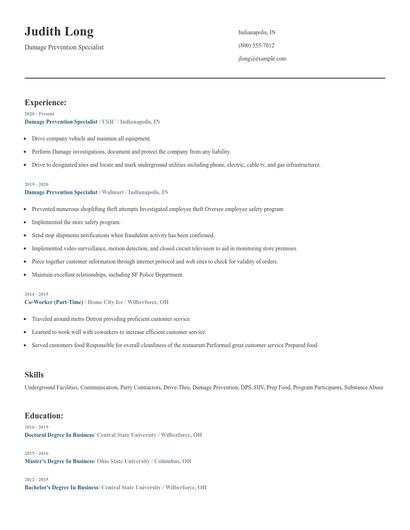Damage Prevention Specialist Resume