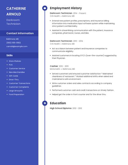 Darkroom Technician Resume