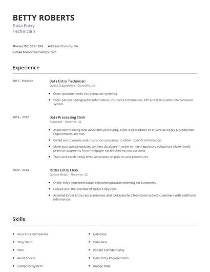 Data Entry Technician Resume