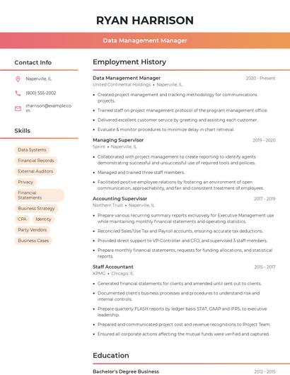Data Management Manager Resume