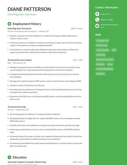 Data Migration Technician Resume