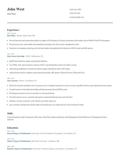 Data Miner Resume
