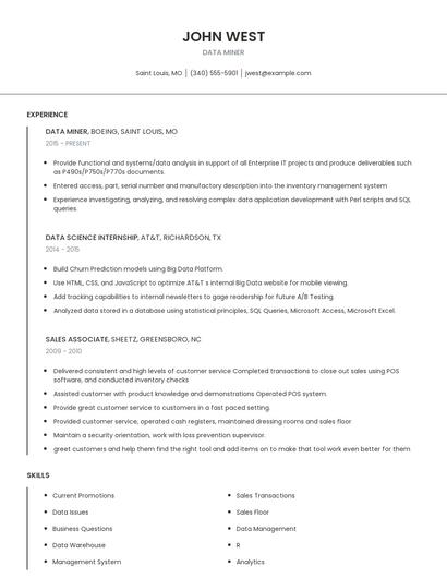 Data Miner Resume