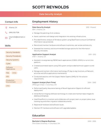 Data Security Analyst Resume