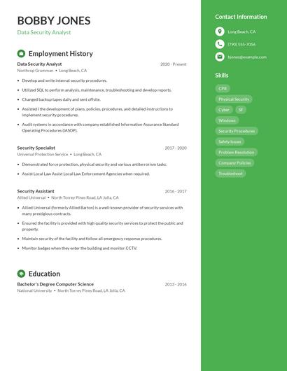 Data Security Analyst Resume