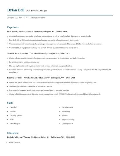 Data Security Analyst Resume