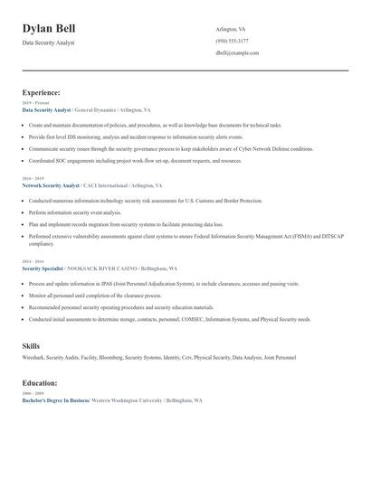 Data Security Analyst Resume