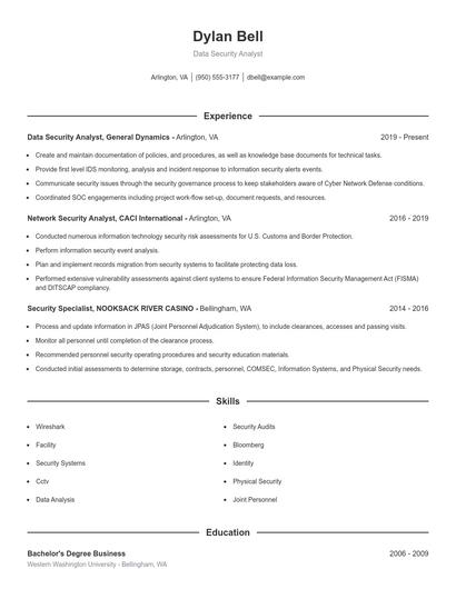 Data Security Analyst Resume