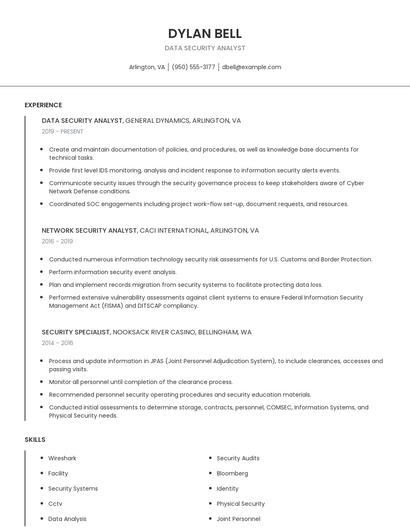 Data Security Analyst Resume