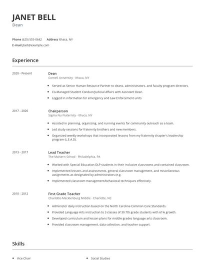 Dean Resume