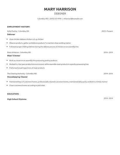 Deboner Resume