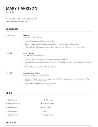 Deboner Resume