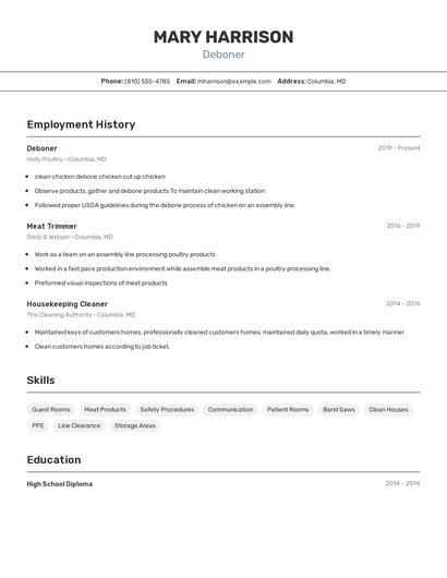 Deboner Resume