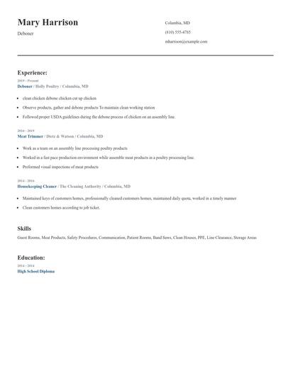 Deboner Resume