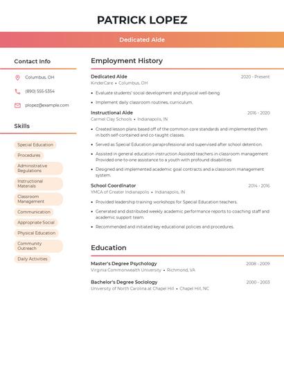 Dedicated Aide Resume