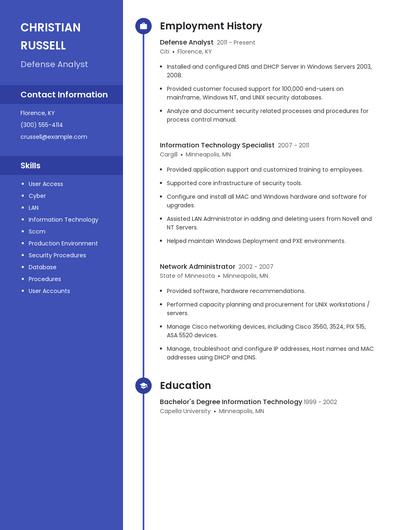 Defense Analyst Resume