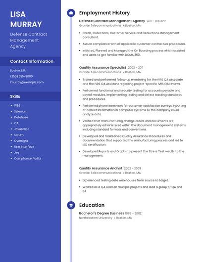 Defense Contract Management Agency Resume