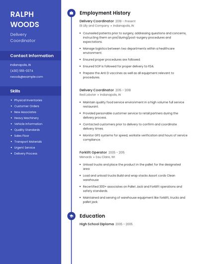 Delivery Coordinator Resume