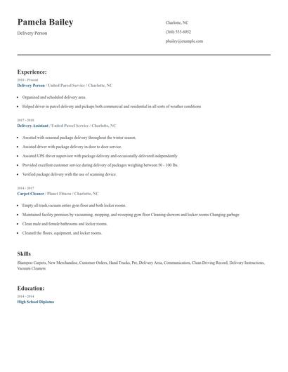 Delivery Person Resume