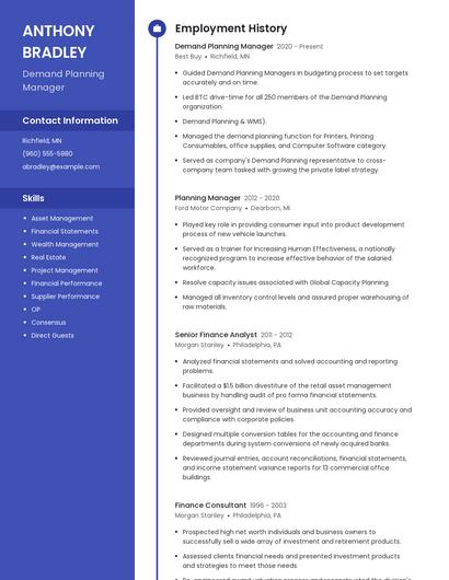 Demand Planning Manager Resume