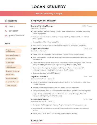Demand Planning Manager Resume