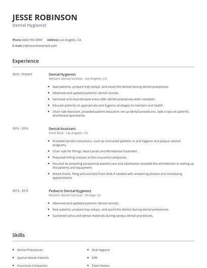 Dental Hygienist Resume