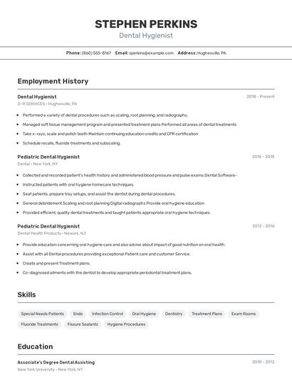 Dental Hygienist Resume