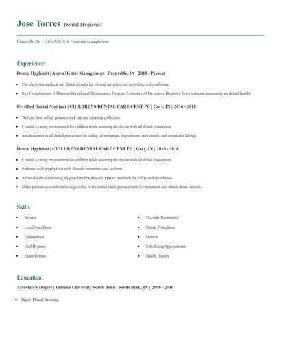 Dental Hygienist Resume