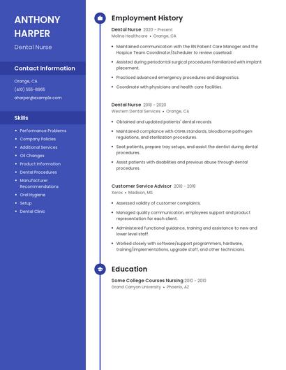 Dental Nurse Resume